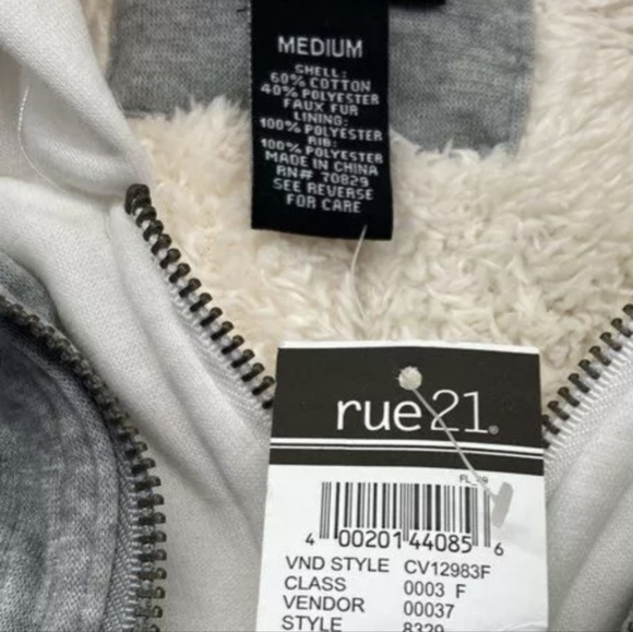 Rue 21 Sherpa Lined Zip up Super Soft Cozy Hoodie Jacket Size M NWT MSRP $60 - Picture 3 of 4